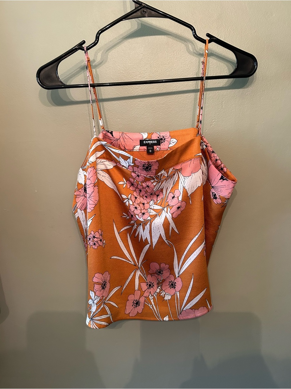 Express Rust Floral Spaghetti Strap Top